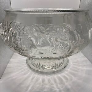 Intricate Clear Glass Serving Bowl